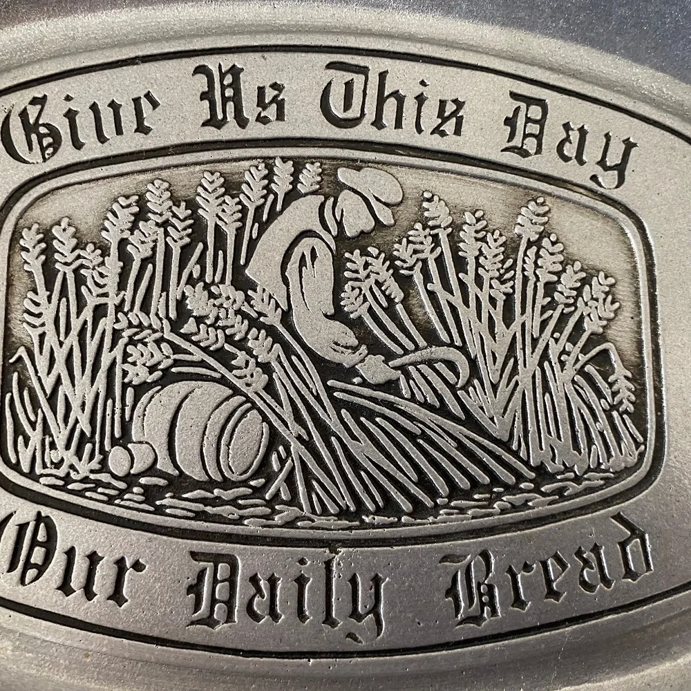 Vintage Pewtarex York Pennsylvania Prayer Message Pewter Platter Tray